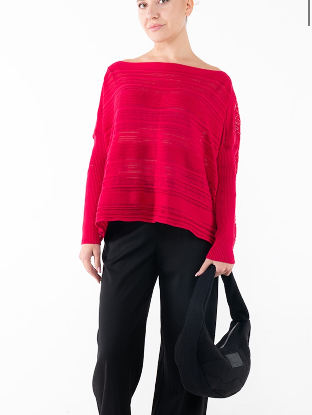 Kourbella Knit Long Sleeve Oversized Top - Red